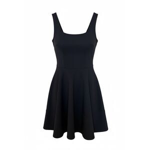 NWOT Lulus Home Before Daylight Square Neck Sleeveless Skater Dress Black Small